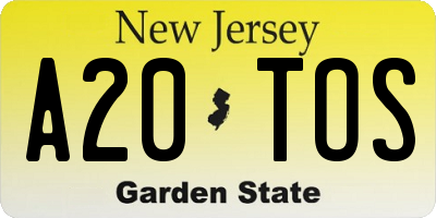 NJ license plate A20TOS