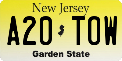 NJ license plate A20TOW