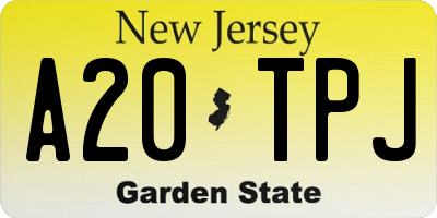 NJ license plate A20TPJ