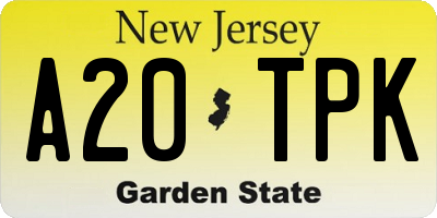 NJ license plate A20TPK