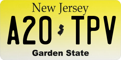 NJ license plate A20TPV