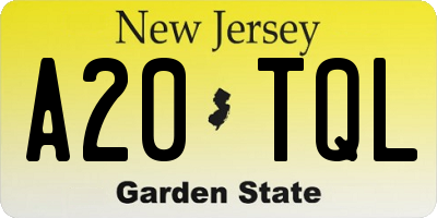 NJ license plate A20TQL