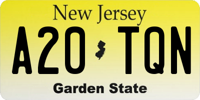 NJ license plate A20TQN