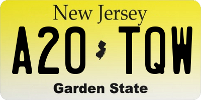 NJ license plate A20TQW