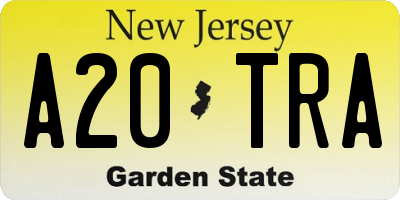 NJ license plate A20TRA