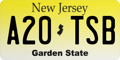 NJ license plate A20TSB