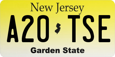 NJ license plate A20TSE