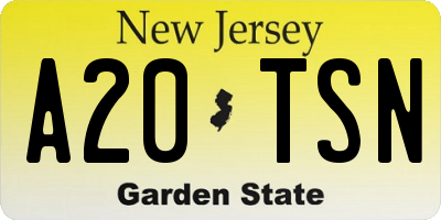 NJ license plate A20TSN