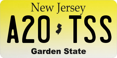 NJ license plate A20TSS