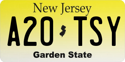 NJ license plate A20TSY