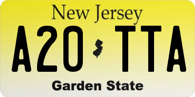 NJ license plate A20TTA