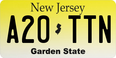 NJ license plate A20TTN