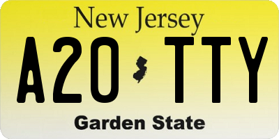 NJ license plate A20TTY