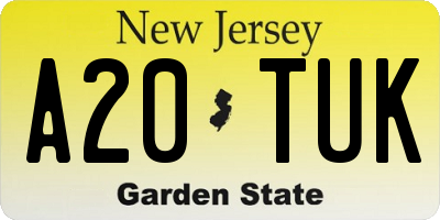 NJ license plate A20TUK