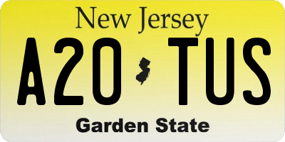 NJ license plate A20TUS