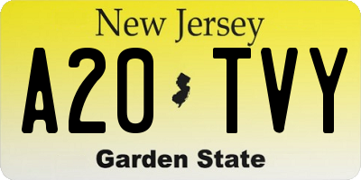 NJ license plate A20TVY