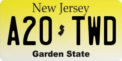 NJ license plate A20TWD