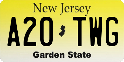 NJ license plate A20TWG