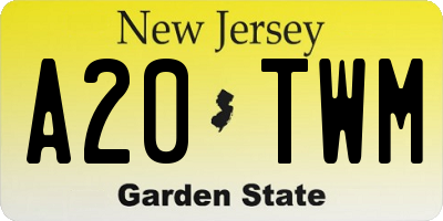 NJ license plate A20TWM