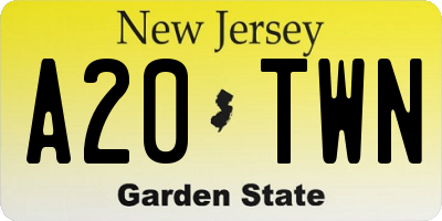NJ license plate A20TWN