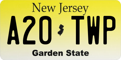 NJ license plate A20TWP
