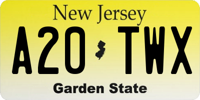 NJ license plate A20TWX