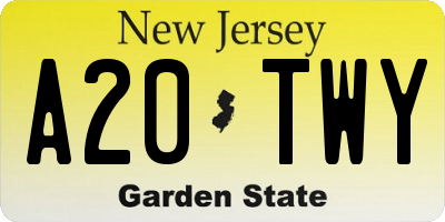 NJ license plate A20TWY