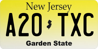 NJ license plate A20TXC