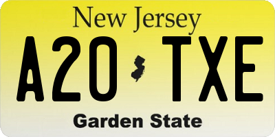 NJ license plate A20TXE
