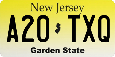 NJ license plate A20TXQ