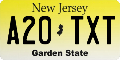 NJ license plate A20TXT