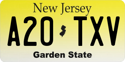 NJ license plate A20TXV