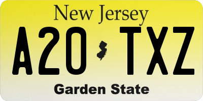 NJ license plate A20TXZ