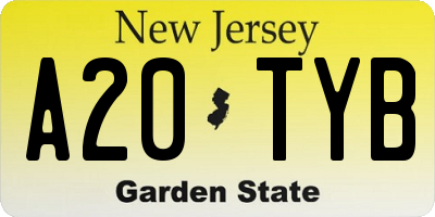 NJ license plate A20TYB