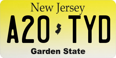 NJ license plate A20TYD