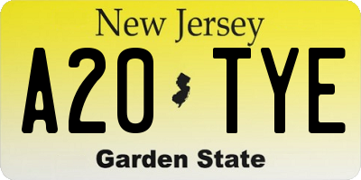 NJ license plate A20TYE