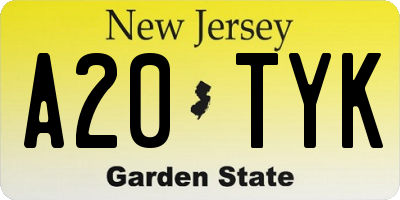 NJ license plate A20TYK