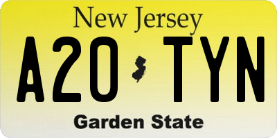 NJ license plate A20TYN