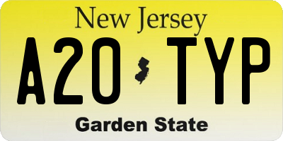 NJ license plate A20TYP