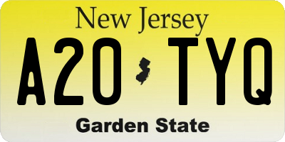 NJ license plate A20TYQ