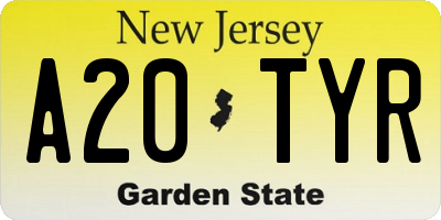 NJ license plate A20TYR