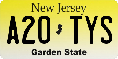 NJ license plate A20TYS