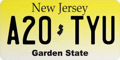 NJ license plate A20TYU