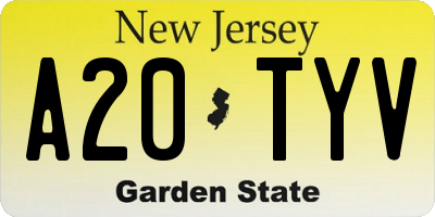 NJ license plate A20TYV
