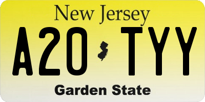 NJ license plate A20TYY