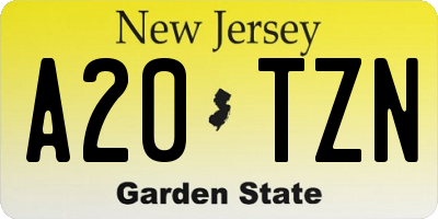 NJ license plate A20TZN