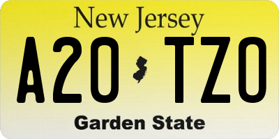 NJ license plate A20TZO