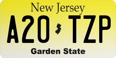 NJ license plate A20TZP