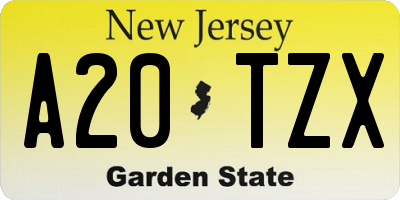 NJ license plate A20TZX