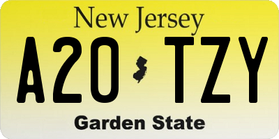 NJ license plate A20TZY